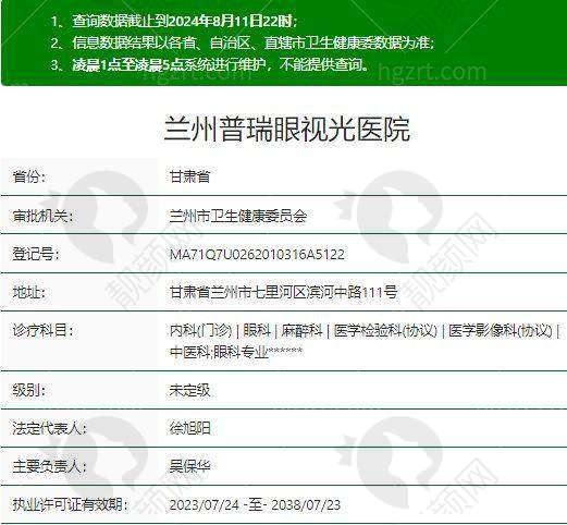 二、兰州普瑞眼视光医院正规吗？来看看医院资质：