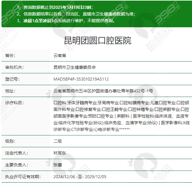 四、昆明团圆口腔医院基本信息：